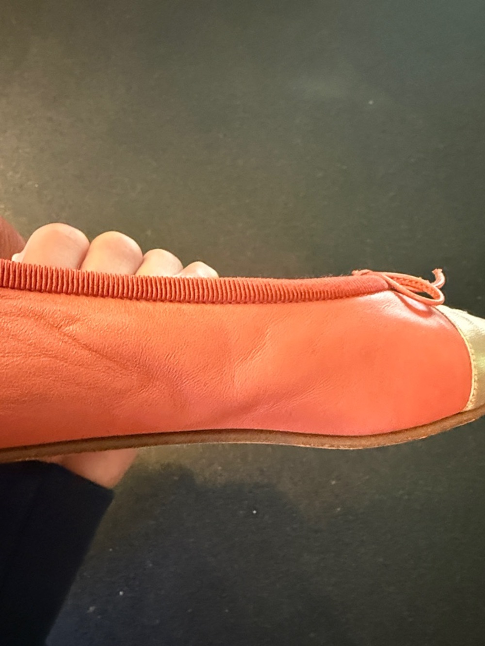 CHANEL Coral and Silver Leather Cap-Toe Ballet Flats - Picture 10 of 17